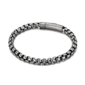 Bracciale a catena quadrata vintage in acciaio al titanio argento con finitura opaca - 6mm-22cm / Nero Canna di Fucile (KB150253-KFC)
