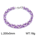 Purple and silver 5mm Byzantine chain bracelet in stainless steel, 200mm length - Bracelet (KB147928-Z) / 20cm / Purple