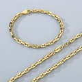 Conjunto de collar y pulsera de cadena de eslabones de café de acero inoxidable dorado - Pulsera (5mmx21cm) / Dorado