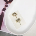 Minimalist golden alloy earrings with vintage hammered metal texture for women - 25# Gold 2-Piece Set