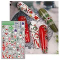 Detailed Christmas nail stickers featuring Santa and snowflakes on long pointed nails - F890 (Bare Sheet)