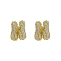 Sparkling gold 18k plated balloon letter H stud earrings with pavé white zircon stones - Letter N