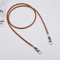 Brown PU leather crossbody strap with silver metal swivel hooks on white background - Light Brown + Silver Hook