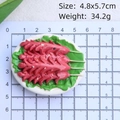 Detailed view of Chinese food fridge magnet showing size 4.8x5.7cm and BBQ model - Grilled Sausage Skewer (No Magnet)