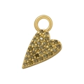 Macro shot of heart-shaped gold charm with micro-paved brown zircon gemstones - Gold Olive Zircon Heart