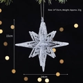 Sparkling silver glitter star ornament with 8-point design for Christmas tree decoration - Fine Powder Octagonal Star