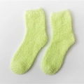 Thick coral fleece mid-calf socks for women in bright neon green for winter warmth - One Size / Fluorescent Green