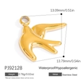 Gold stainless steel swallow bird pendant charm with size and weight specifications - PJ92128-Gold Swallow Charm