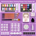Comprehensive 12-color water-based body paint set with stencils and professional brushes - Beginner Flower Fairy Set + 2.5cm Wide Flat Brush