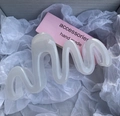 Minimalist large white translucent wavy claw clip for thick hair styling - Jelly White