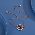Rose gold S925 silver tree of life bracelet with sparkling crystal settings - Bracelet / Rose Gold