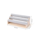 Three-tier grey velvet jewelry display with bamboo base showing 40.3cm width and dimensions - 40cm/3-Tier / Light Gray