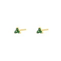 Gold s925 silver flower stud earrings with green emerald clover clusters for women - 925 Silver / Gold (Style A)