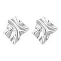 Irregular silver wavy earrings made of stainless steel with a fluid metallic luster - Wrinkled Earrings / Silver