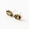 14k gold plated drop earrings with pear cut dark olive cubic zirconia stones - Olive Green