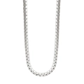 Detailed close-up of square link stainless steel chain necklace with metallic luster - 4mm / 盒仔链(CK666) / 60CM / Steel