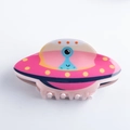 Pinza per capelli rosa a forma di UFO con accenti colorati per acconciature - 9.5CM / Stile D-Base Rosa Giallo