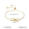 Elegant gold-plated stainless steel snake chain bracelet with bow tie charm and slide closure - Gold (HC-B20148)