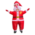 Inflatable Santa Claus costume with gingerbread man detail and black belt for Christmas - Big-headed Santa Claus / One Size