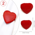 Pair of red heart napkin rings with crystal accents and glossy finish, size 3.6cm - Smooth Red Heart