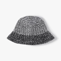 Thick knitted bucket hat in grey black and white mixed colors for autumn winter - One Size / Black