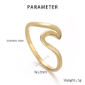 Detail view of 2mm wavy stainless steel ring in gold finish with 1g lightweight design - US 5 / Gold