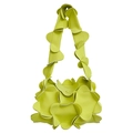 Schicke grüne 3D-Blütenblatt-Schultertasche aus PU-Leder für Damen auf weißem Hintergrund - Gelb