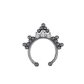 Vintage-Septum-Nasenring aus Gunmetal mit drei funkelnden weißen Kristallen im Kronendesign - Kupfer / Gunmetal-Schwarz (X841)