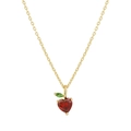 Collier doré avec pendentif cerise en forme de cœur serti de zircons rouge et vert - Style Pomme Coeur (XL00056)