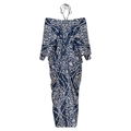 Blaues Boho-Neckholder-Maxikleid mit weißen symmetrischen Blumenmustern - Einheitsgröße / Marineblau Cover-Up