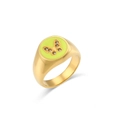 Retro 18K gold-plated stainless steel ring with yellow-green enamel and butterfly design - Yellow