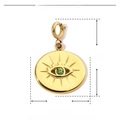Detaillierte Größenangabe des goldenen Evil-Eye-Anhängers mit grünen Strasssteinen - YF273-Grüner Böser Blick