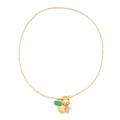 Collar chapado en oro de 18 quilates con cuentas verdes, piedra rosa y cierre OT - Collar Colgante de Concha y Perla (XL-422J-1)