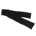 Close-up of black cable-knit long arm warmers with detailed acrylic knit texture - One Size / Black