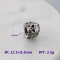 Silver stainless steel skull spacer bead with 4.5mm hole for DIY hip hop jewelry making - Skull Mask Style (KLJ9079-KJX)