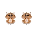 Cute raccoon stud earrings in gold finish with sparkling micro-inlaid zircon stones - Raccoon Stud Earrings / Rose Gold