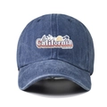Berretto da baseball in cotone lavato blu navy vintage con ricamo California e palme - Blu navy