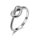 Polished titanium steel love knot ring with shiny silver finish on a white background - 4# / Silver