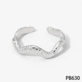 Minimalist silver wavy open ring with hammered texture and adjustable design - Silver Wavy Ring (PB630)