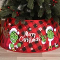 Red and black plaid Christmas tree skirt featuring Grinch character and Merry Christmas text - Grinch Red Plaid Style / Small 40x60x20cm
