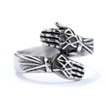 Anello vintage in argento con mani che si abbracciano per uomo dal design cool - US 7 / Colore Acciaio (02507)