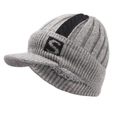 Detailansicht der grauen Strickmütze mit Schirm, S-Logo und warmem Fleece-Innenfutter - Fleecegefüttert Einheitsgröße / Grau