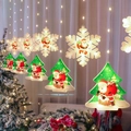 Christmas hanging LED window lights with Santa Claus snowflake and tree motifs - USB Always-on / Snowflake Christmas Tree Style