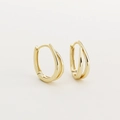 Elegant gold-finished S925 silver U-shaped double-layered hoop earrings with polished shine - 925 Silver / Gold