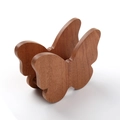 Handcrafted ebony wood coaster in butterfly shape with natural grain and brown finish - Ebony Butterfly Shape Single Base