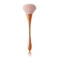 Pink bristle powder makeup brush with rose gold metallic handle on white background - Slim Waist Rose Gold Blush Brush