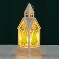 Weiße Weihnachtslaterne mit warmem LED-Licht und festlichem Weihnachtsbaummotiv als Dekor - Beiger Weihnachtsbaum
