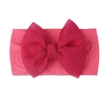Detailed view of rose pink double-layered mesh bow headband for babies and toddlers - Rose Red