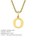 Elegant stainless steel box chain necklace with 14K gold letter O pendant variant - Letter O / Gold