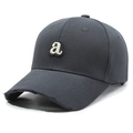 Distressed dark grey baseball cap featuring a white embroidered letter A on the front - Adjustable / Gray